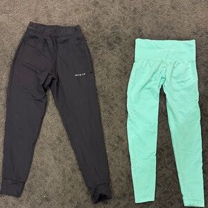 NVGTN Black Joggers and Mint Green Leggings Set